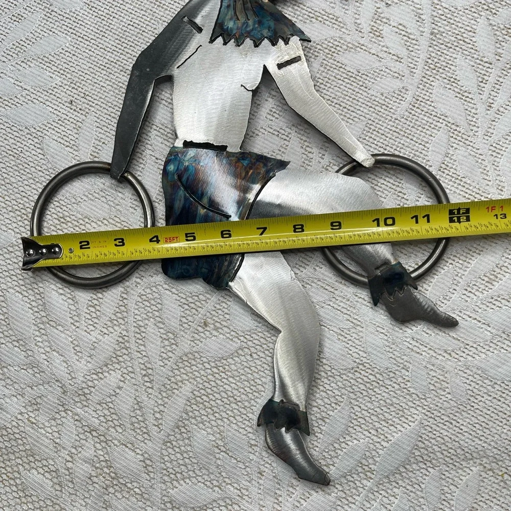 Vintage Metal Wall Art Native American Dancing W/Rings 12
